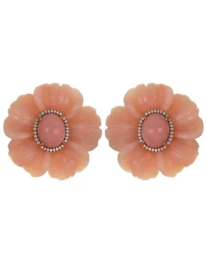 Pink Opal Tropical Flower Earrings