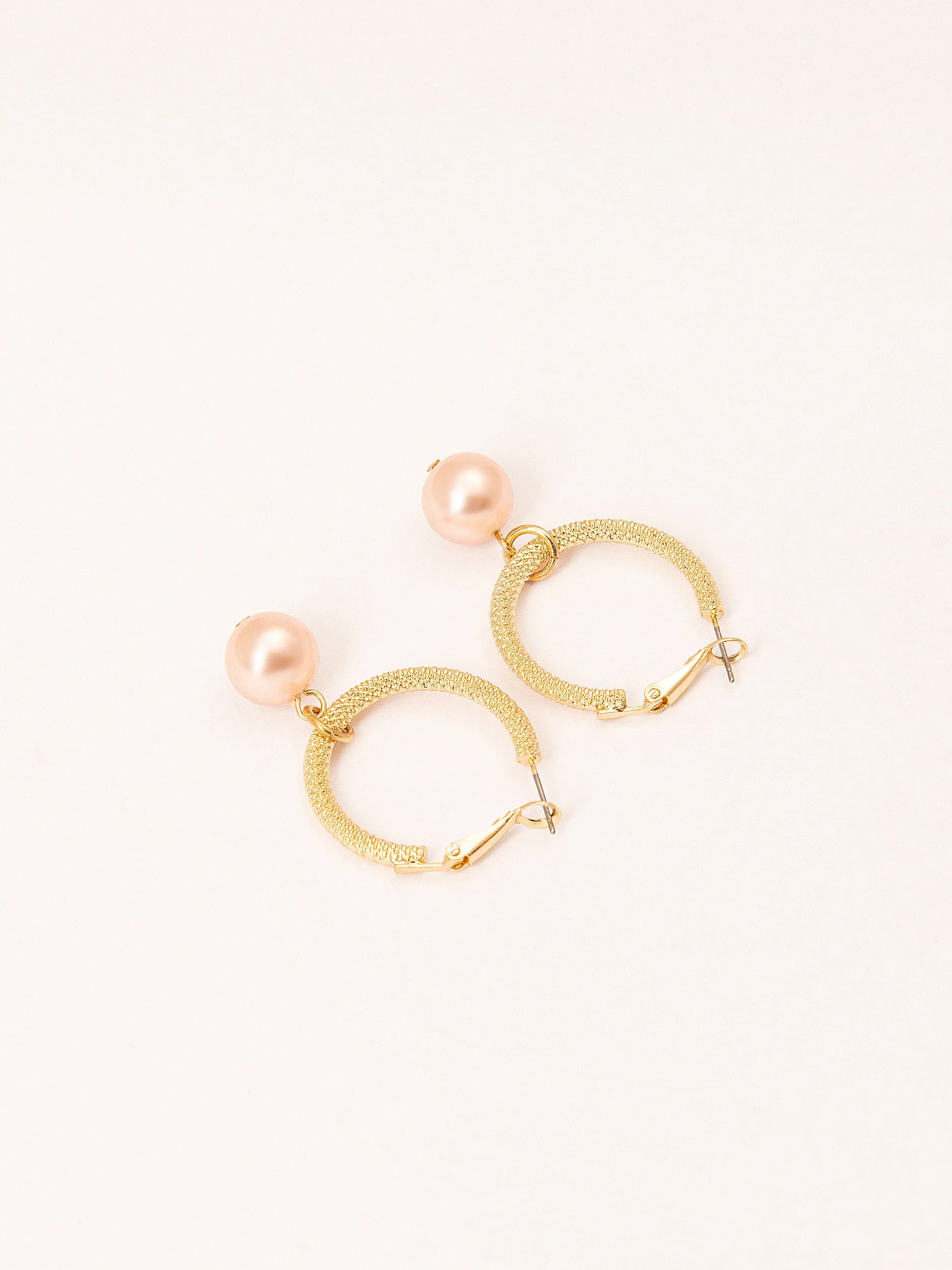 Pink Pearl Hoop Earrings