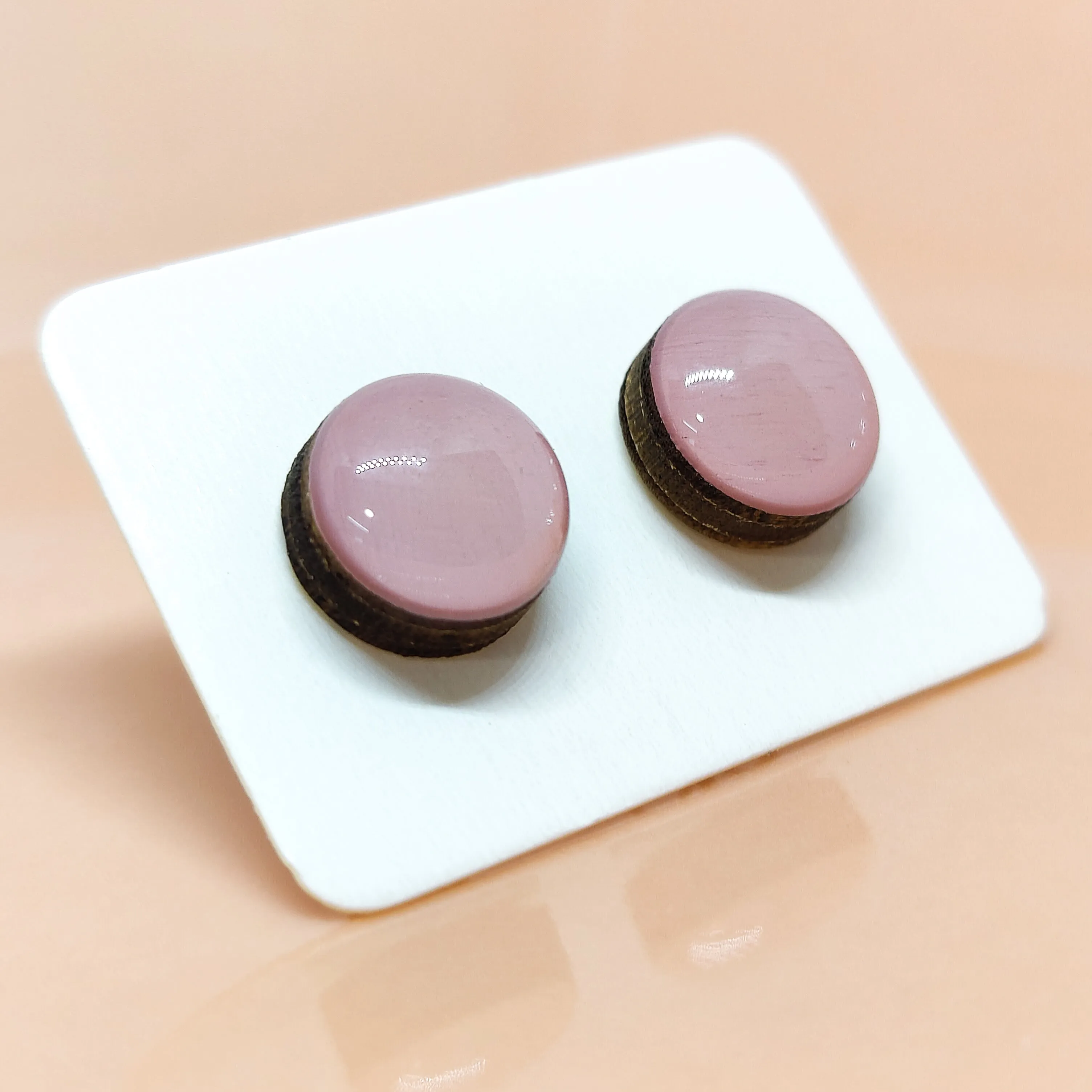 Pink Salt Stud Earrings by Candi Cove Designs