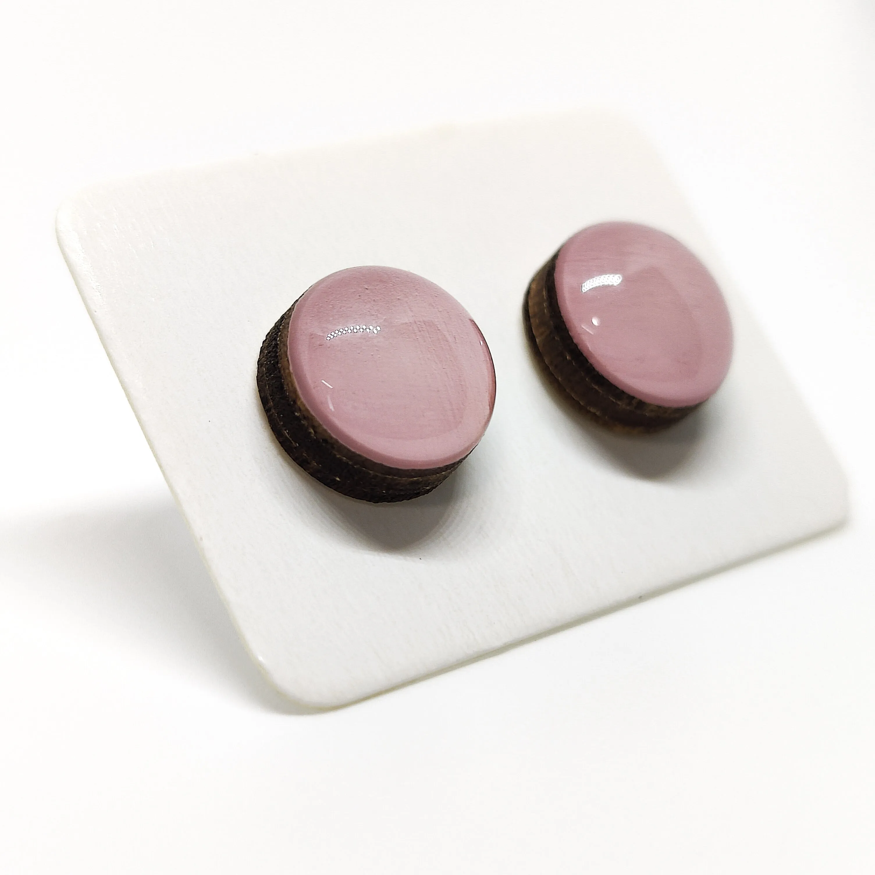 Pink Salt Stud Earrings by Candi Cove Designs