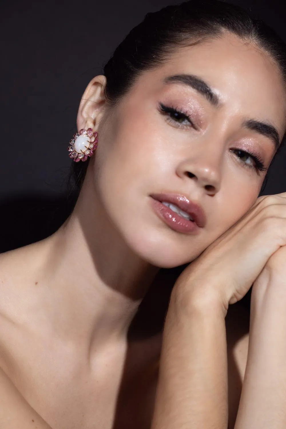 Pink Sapphire Opal Earrings