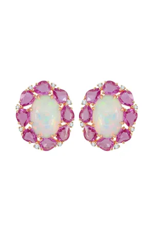 Pink Sapphire Opal Earrings