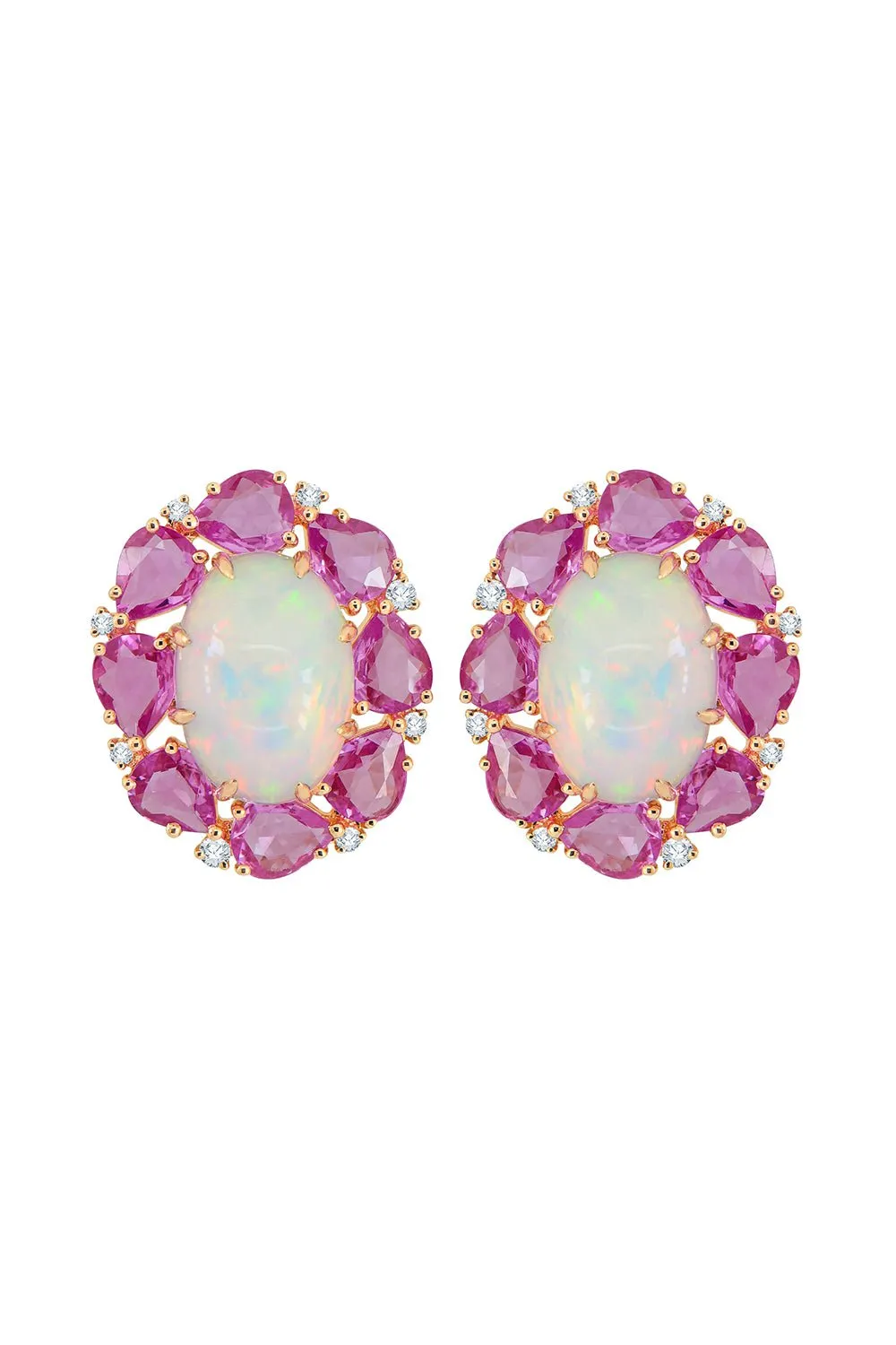 Pink Sapphire Opal Earrings