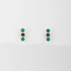 Pippa Blue Sapphire and Green Agate Earrings