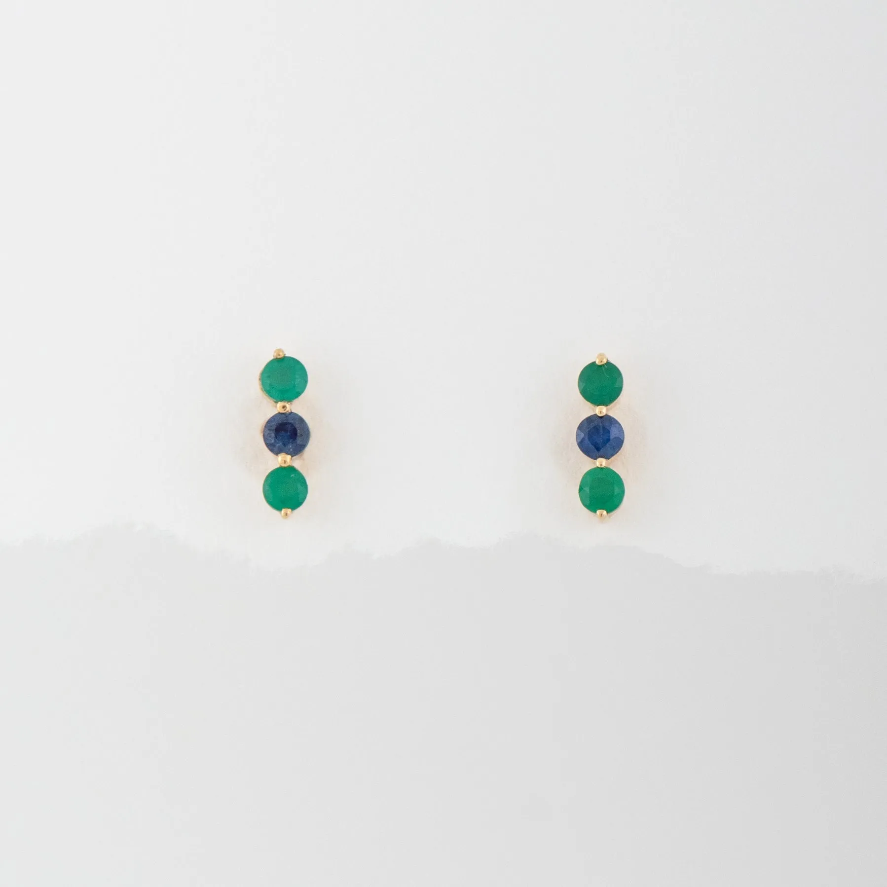 Pippa Blue Sapphire and Green Agate Earrings