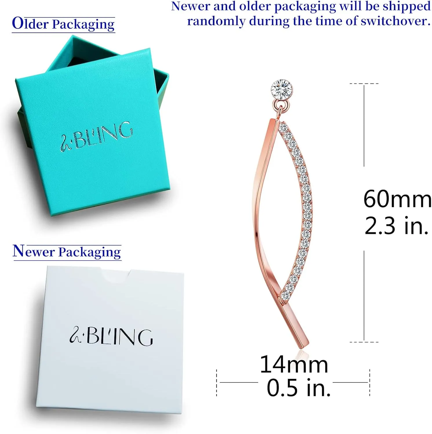 Platinum-Plated or 18K Gold Plated or 18K Rose Gold Plated Cubic Zirconia Drop Earrings