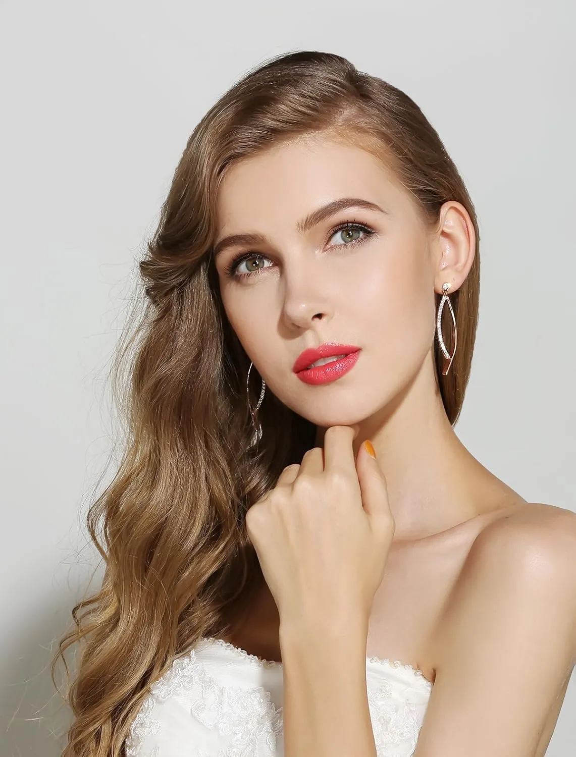 Platinum-Plated or 18K Gold Plated or 18K Rose Gold Plated Cubic Zirconia Drop Earrings