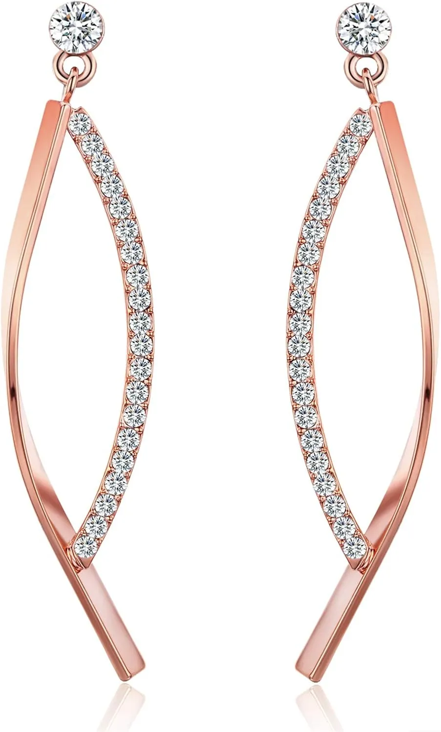 Platinum-Plated or 18K Gold Plated or 18K Rose Gold Plated Cubic Zirconia Drop Earrings
