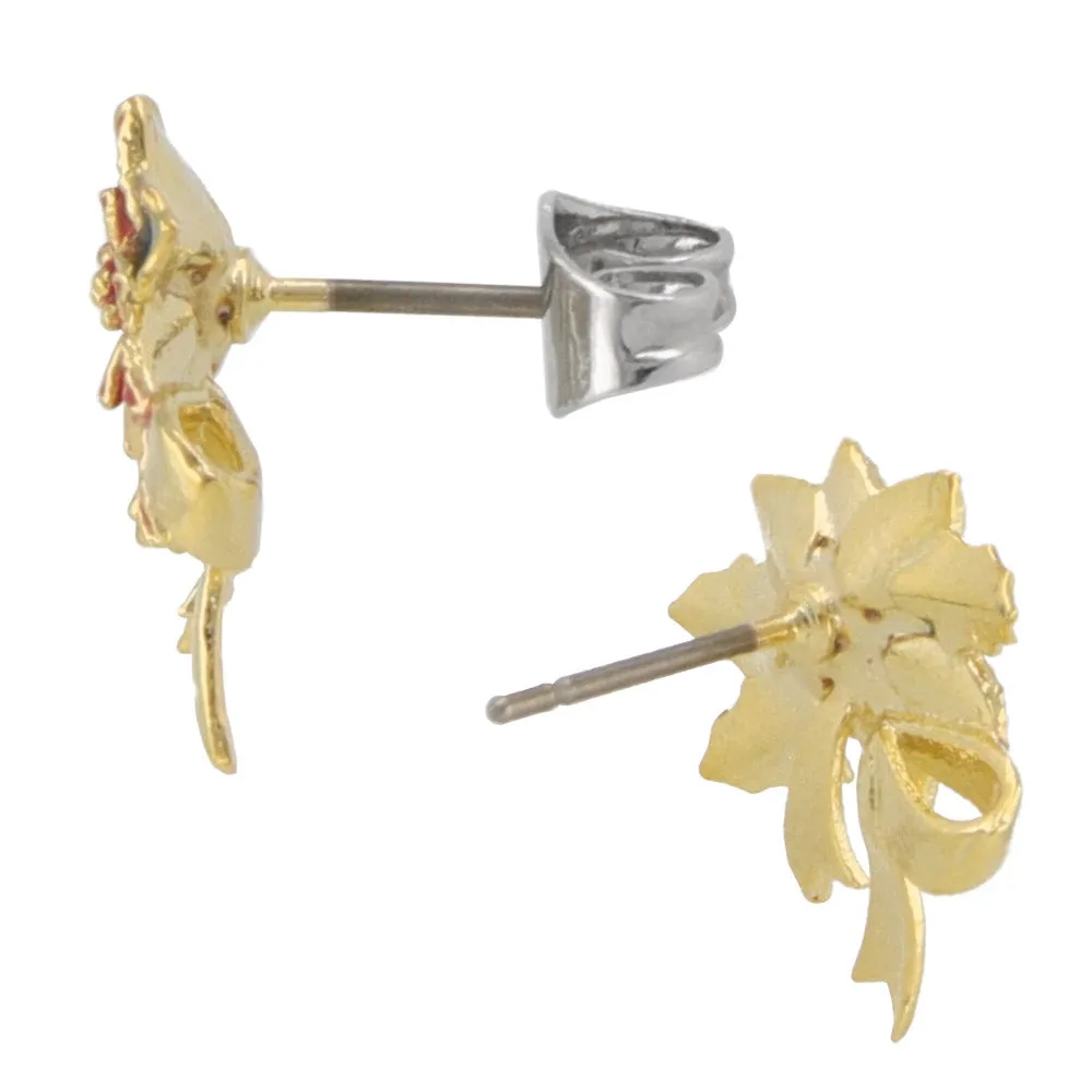Poinsettia Ornament Stud Earrings