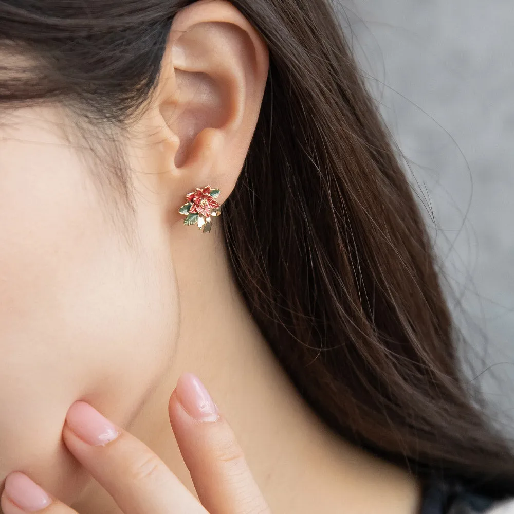 Poinsettia Ornament Stud Earrings