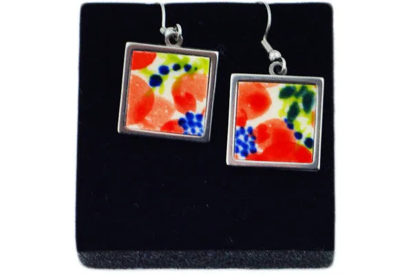 Polish Pottery 1" Earring Colorful Days