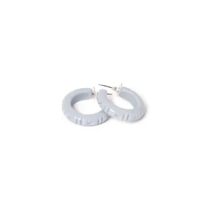 Powder Blue Heavy Carve Hoop Earrings by Splendette