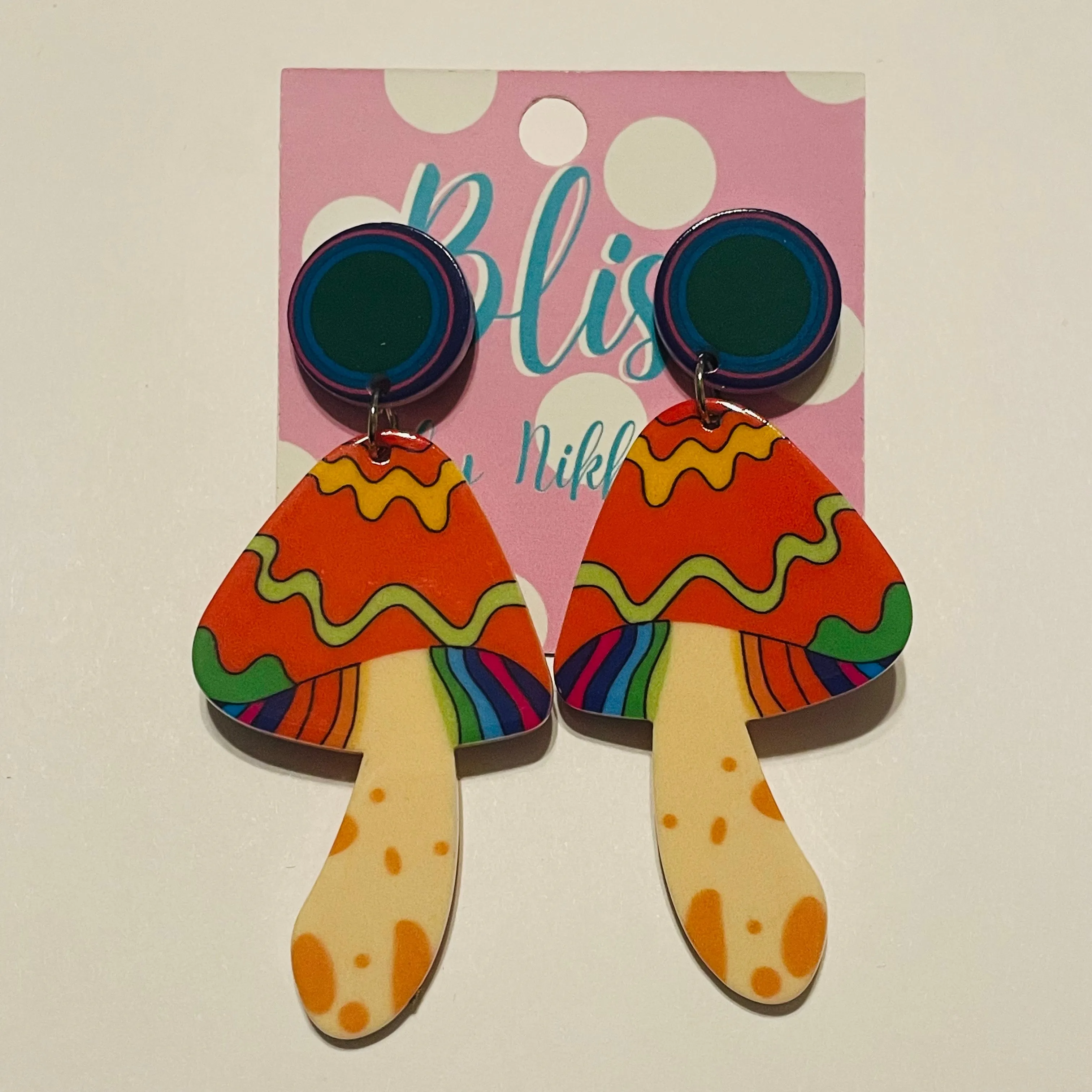 Psychedelic Mushroom Acrylic Statement Earrings