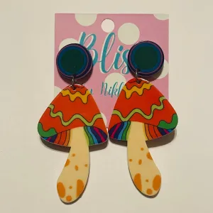 Psychedelic Mushroom Acrylic Statement Earrings