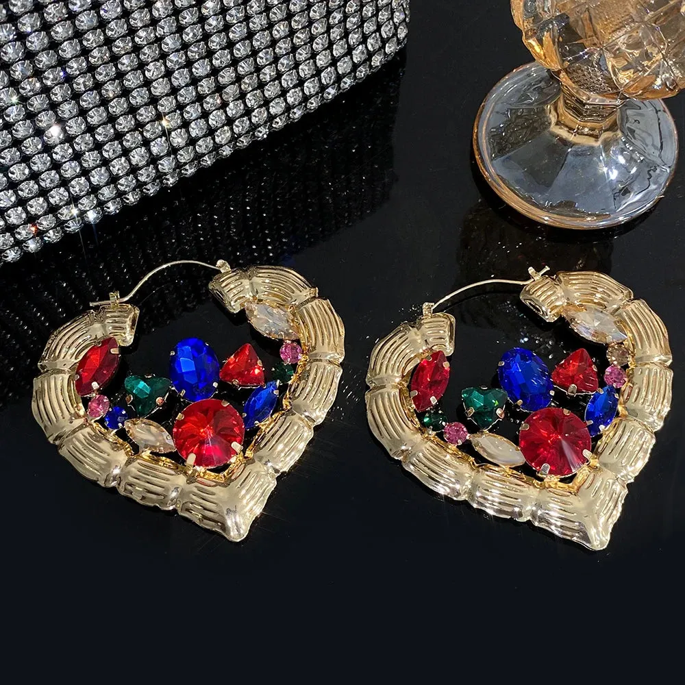 Punk Doublelayer Bamboo Circle Hoop Earrings