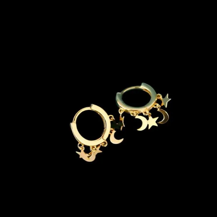 Punk Rock Bohemian Star Moon Tassel Hoop Earrings