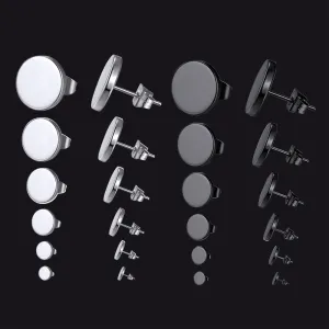 Punk Round Stud Earrings Set For Men 12 Pairs