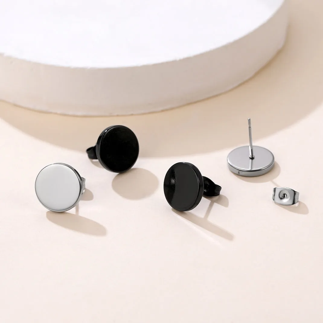 Punk Round Stud Earrings Set For Men 12 Pairs