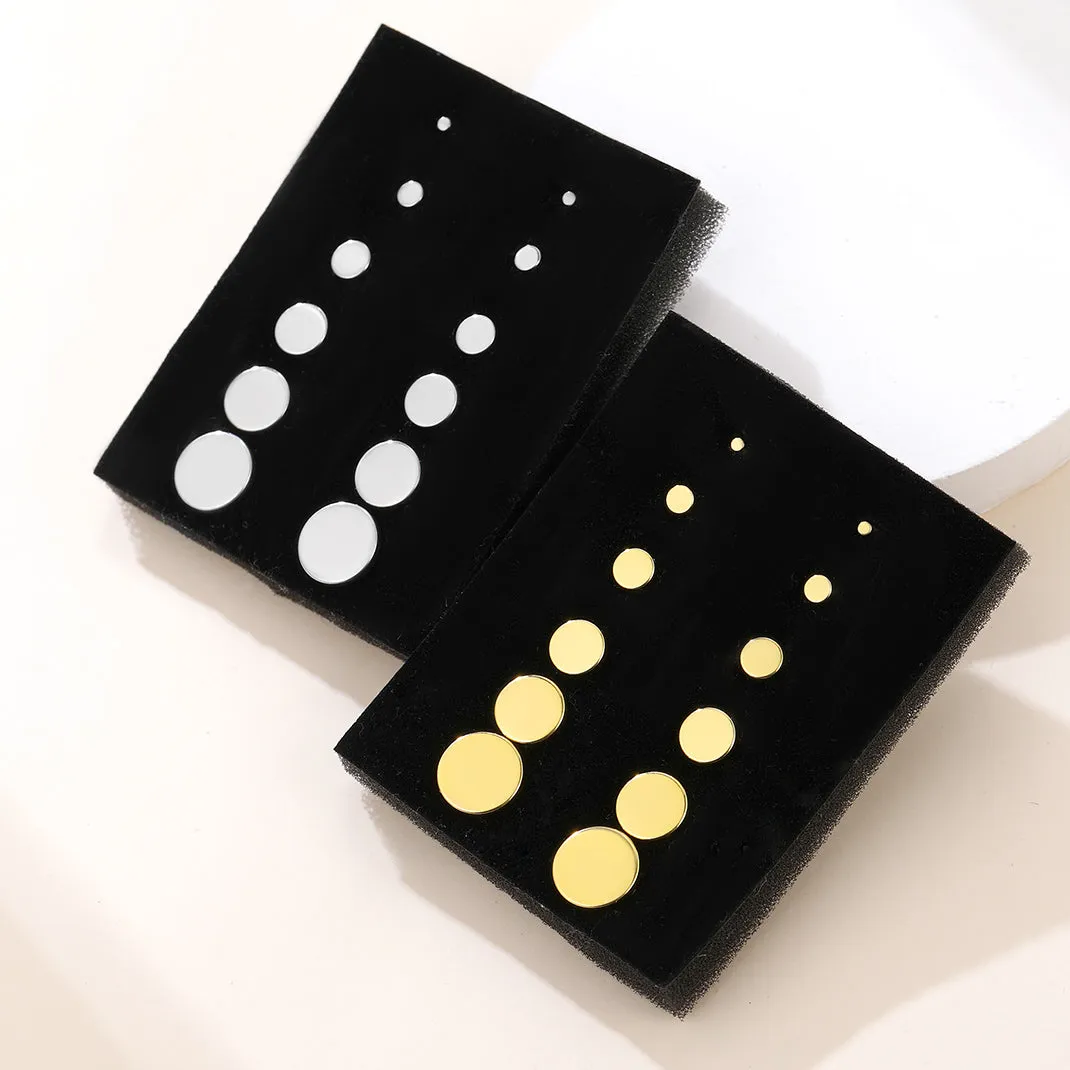 Punk Round Stud Earrings Set For Men 12 Pairs
