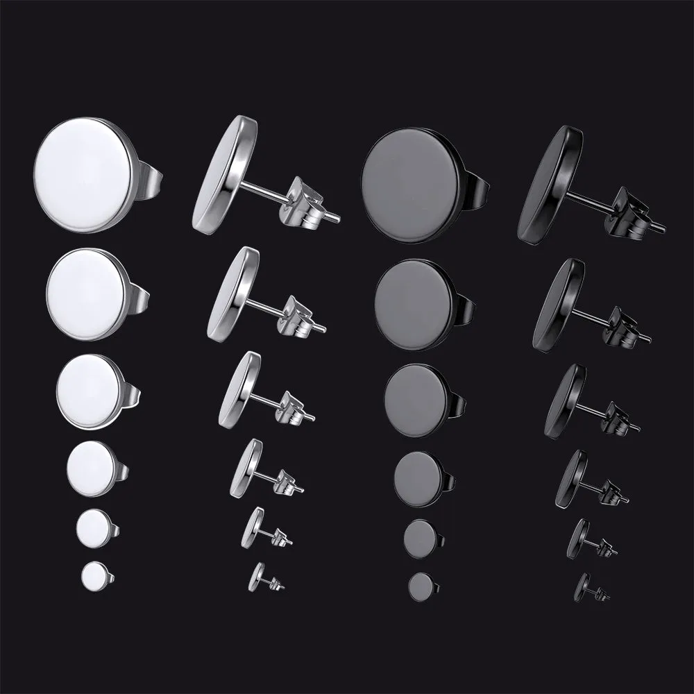 Punk Round Stud Earrings Set For Men 12 Pairs