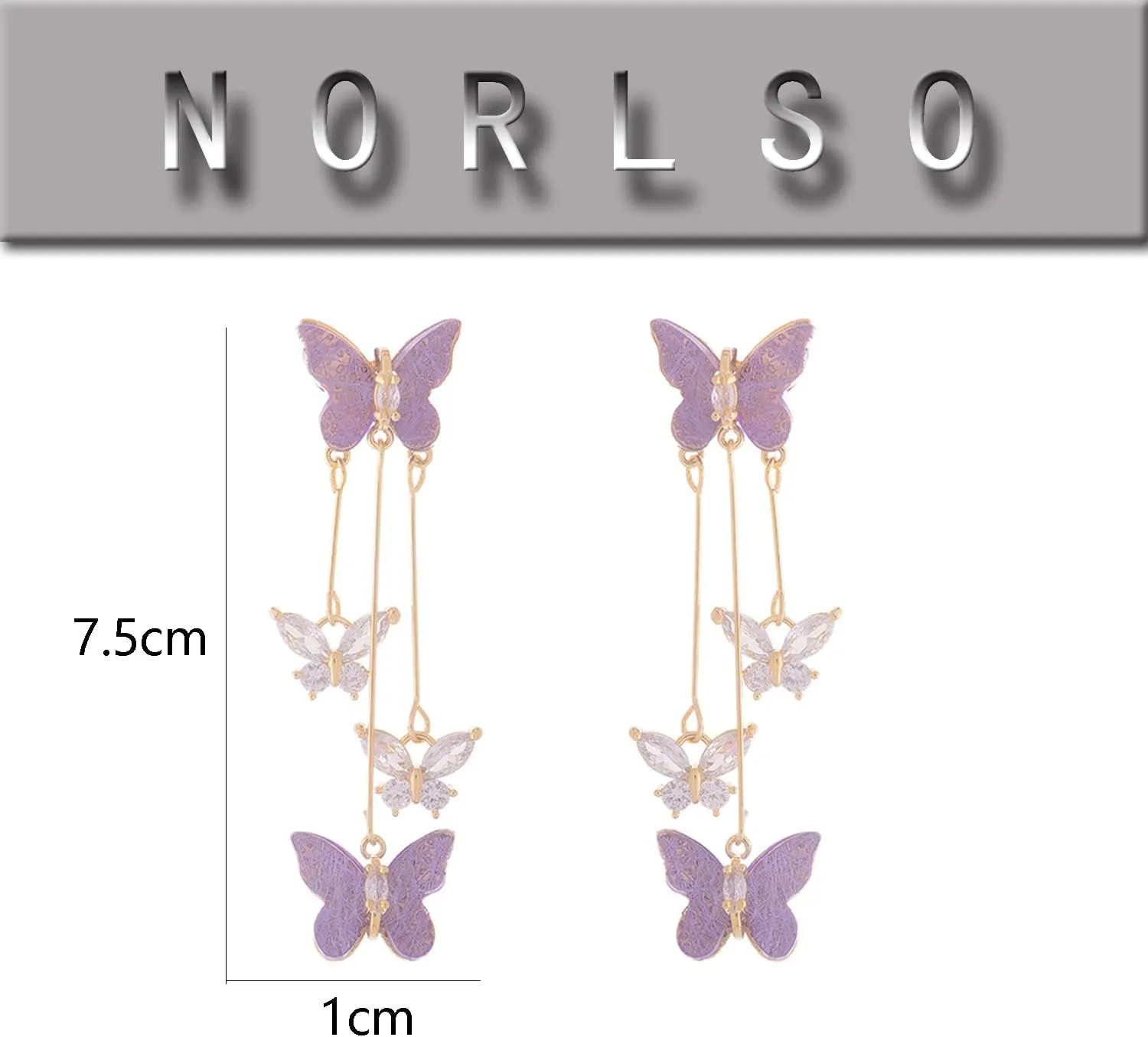 Purple Butterfly Tassel Style Zircon Earrings for Women Crystal Rhinestone Drop Earrings Long Butterfly Dangle Earrings Wedding Jewelry for Women