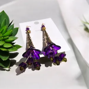 Purple Gold Bohemian Bloom Earrings