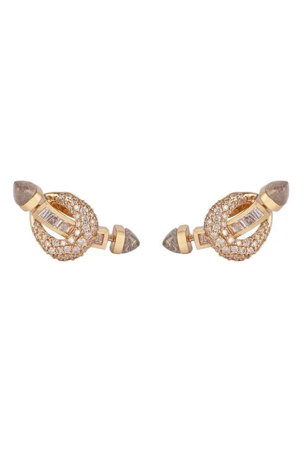 Quartz Diamond Baguette Chakra Earrings