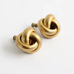 "Brass Knots" Vintage 1940's Brass Screw Back Earrings