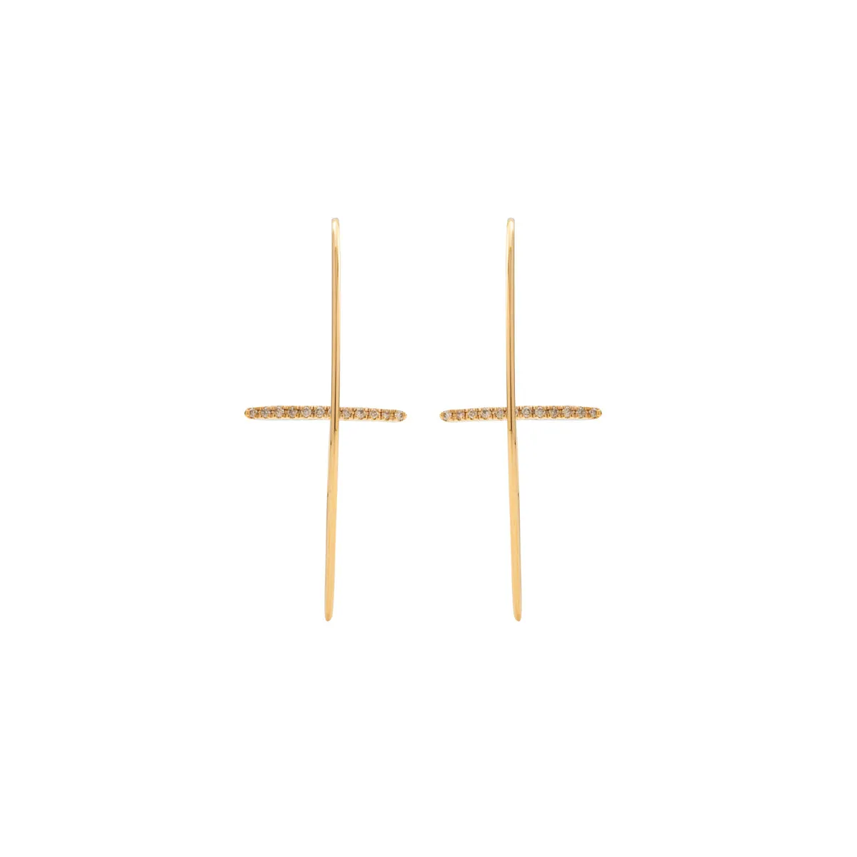 "Gossamer" Diamond Bar Floating Oval Earring Medium size