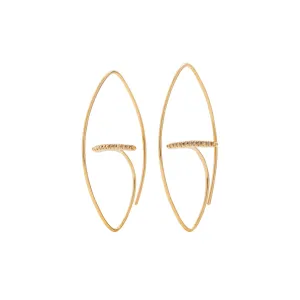 "Gossamer" Diamond Bar Floating Oval Earring Medium size