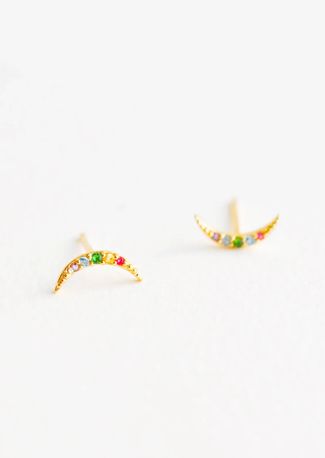 Rainbow Crescent Stud Earrings