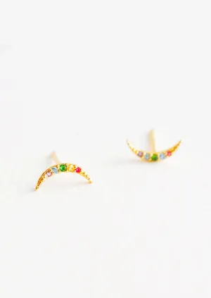 Rainbow Crescent Stud Earrings