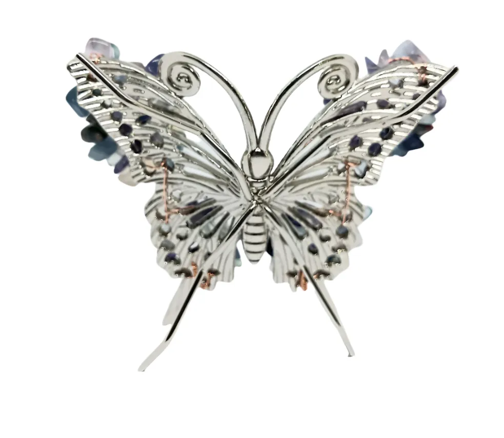 Rainbow Fluorite Crystal Wire Wrapped Butterfly