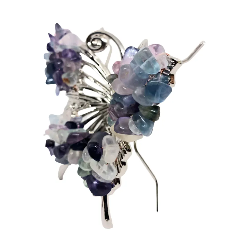 Rainbow Fluorite Crystal Wire Wrapped Butterfly