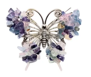 Rainbow Fluorite Crystal Wire Wrapped Butterfly