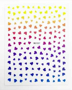 Rainbow Gradient Hearts Self Adhesive Decals | Lula Beauty