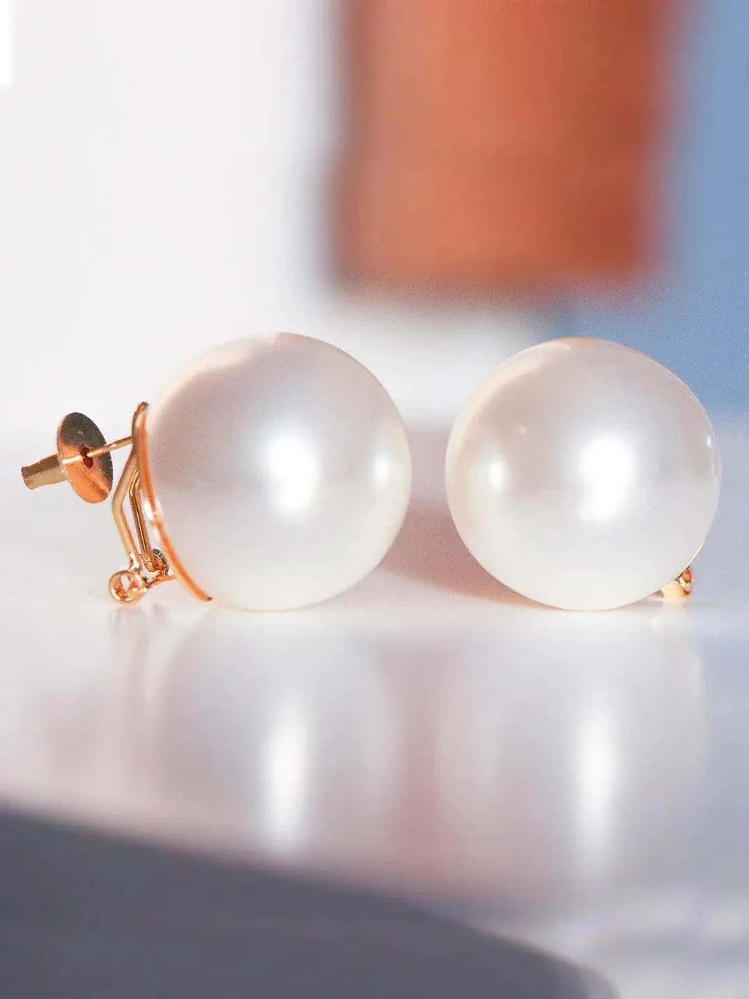 Rasika In Big Pearl Statement Studs White