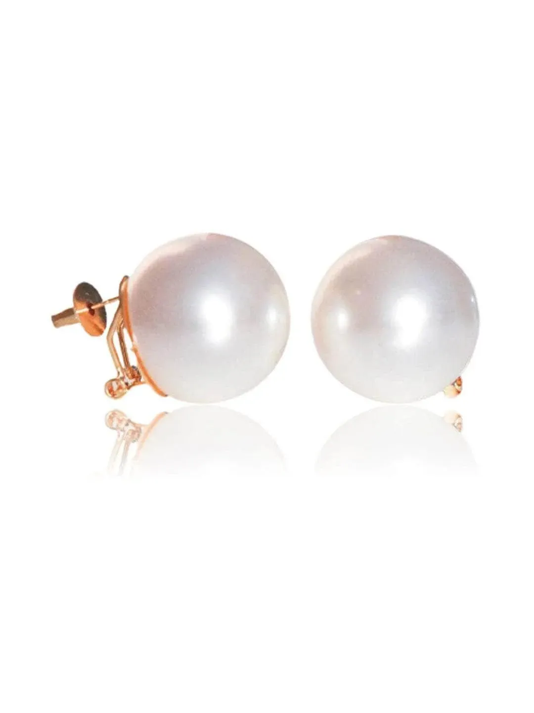 Rasika In Big Pearl Statement Studs White