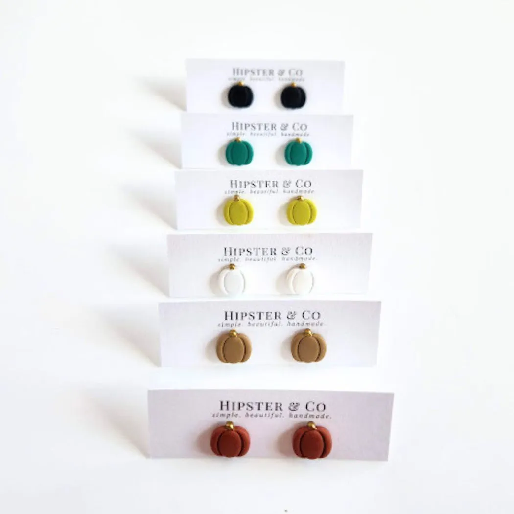 Raspberry Pumpkin Polymer Clay Stud Earrings