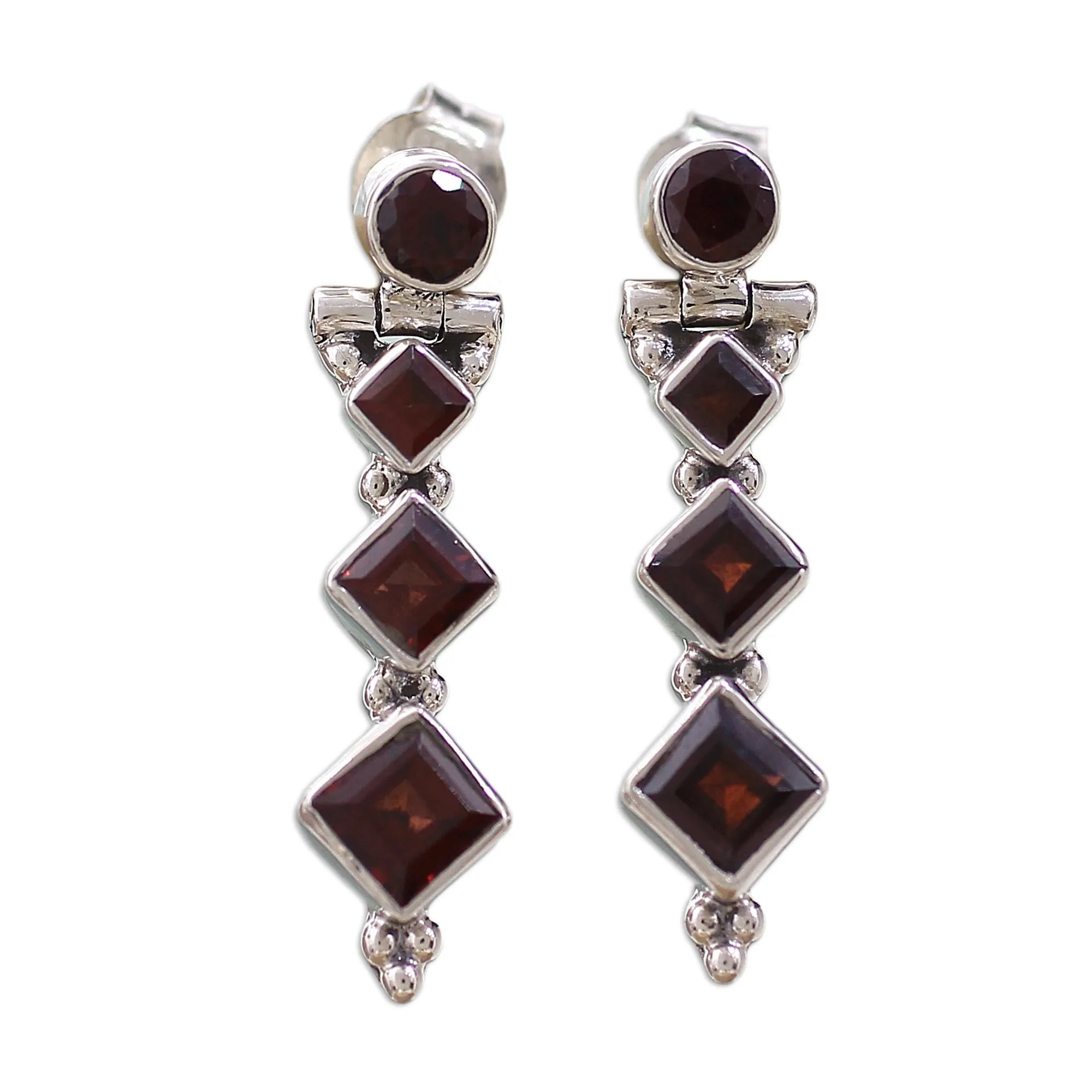 Ravishing Red Hand Made Jewelry Sterling Silver and Garnet Earrings