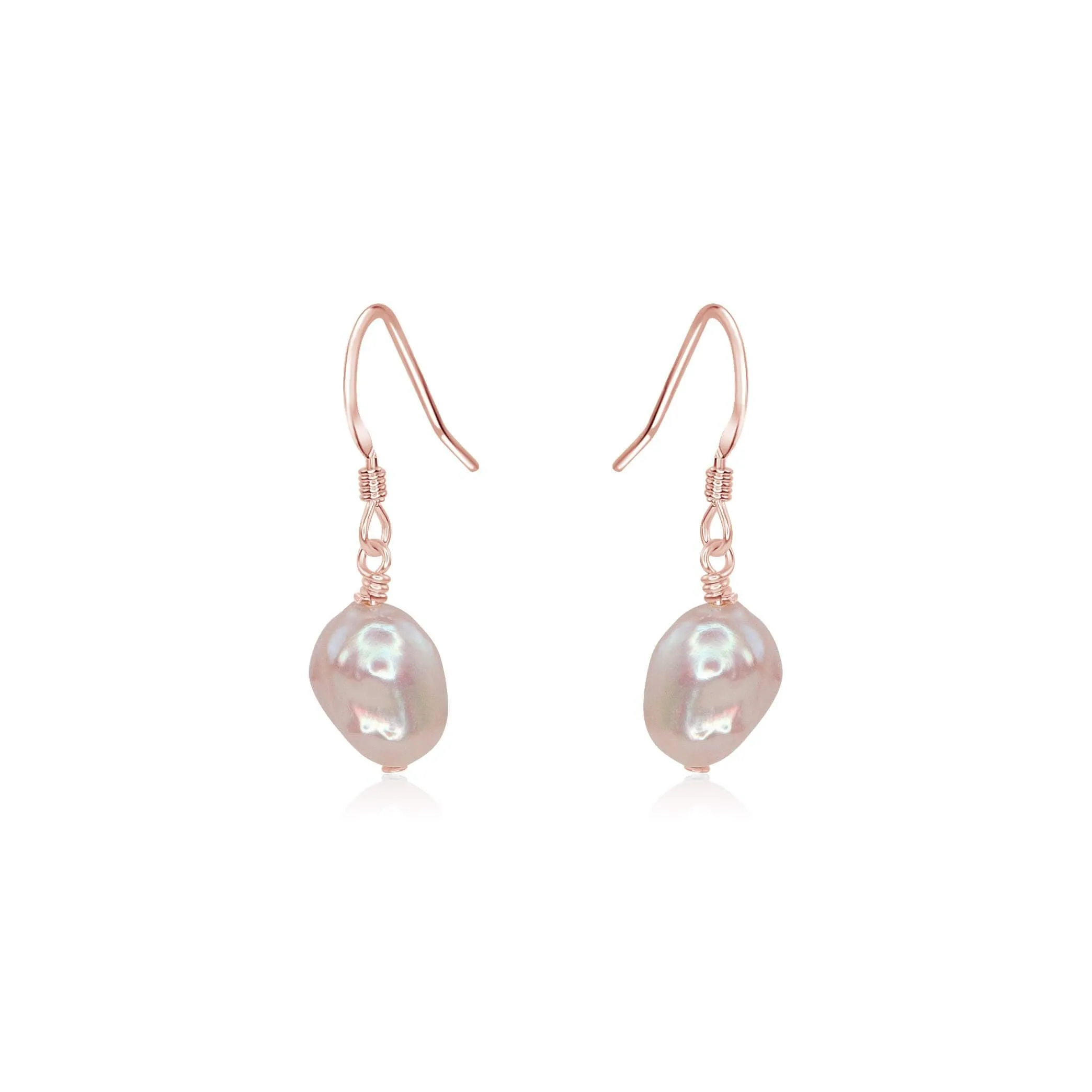 Raw White Freshwater Pearl Crystal Dangle Drop Earrings