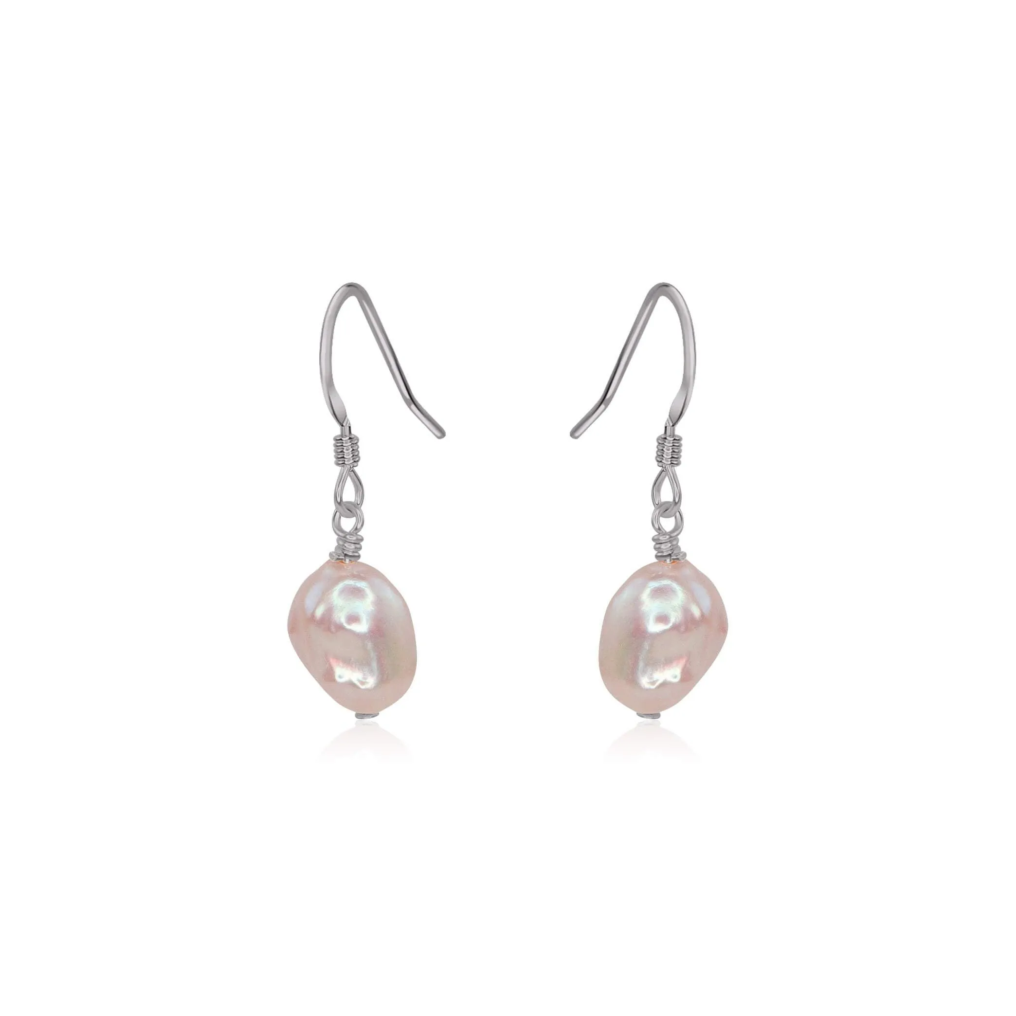 Raw White Freshwater Pearl Crystal Dangle Drop Earrings