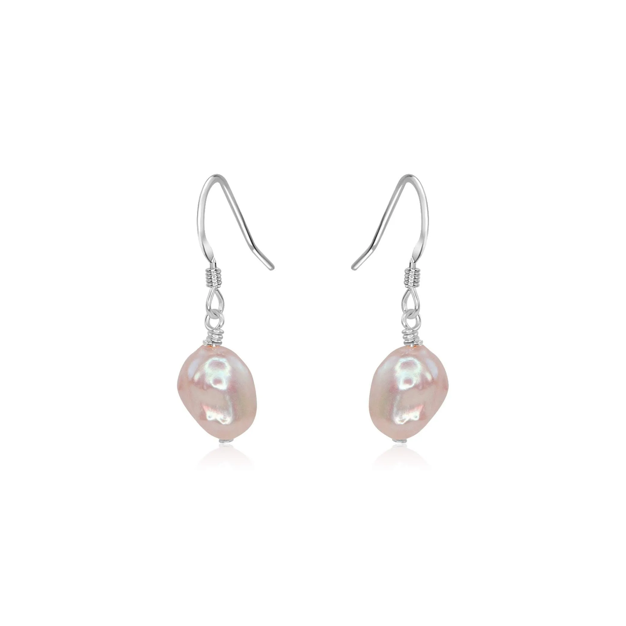 Raw White Freshwater Pearl Crystal Dangle Drop Earrings