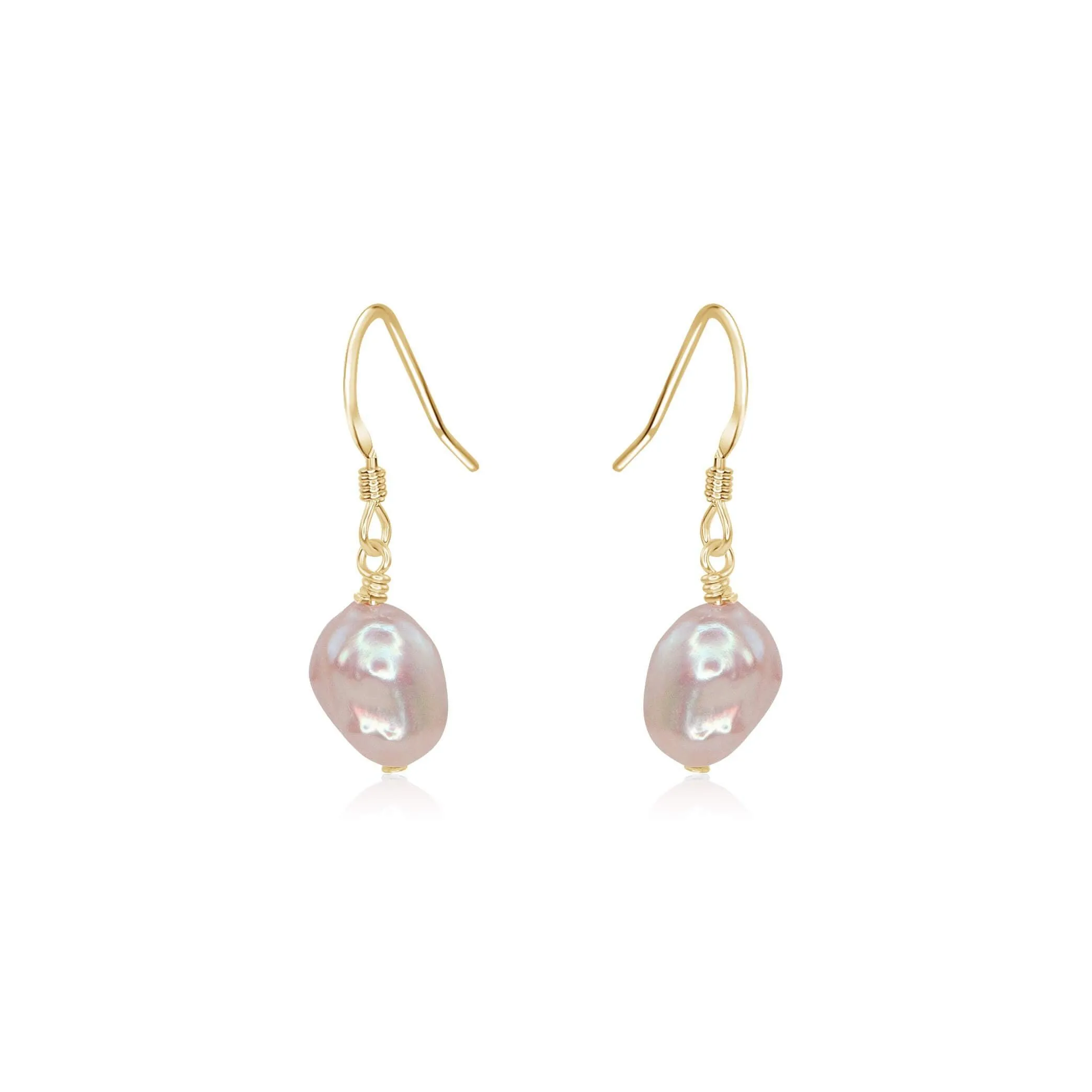 Raw White Freshwater Pearl Crystal Dangle Drop Earrings