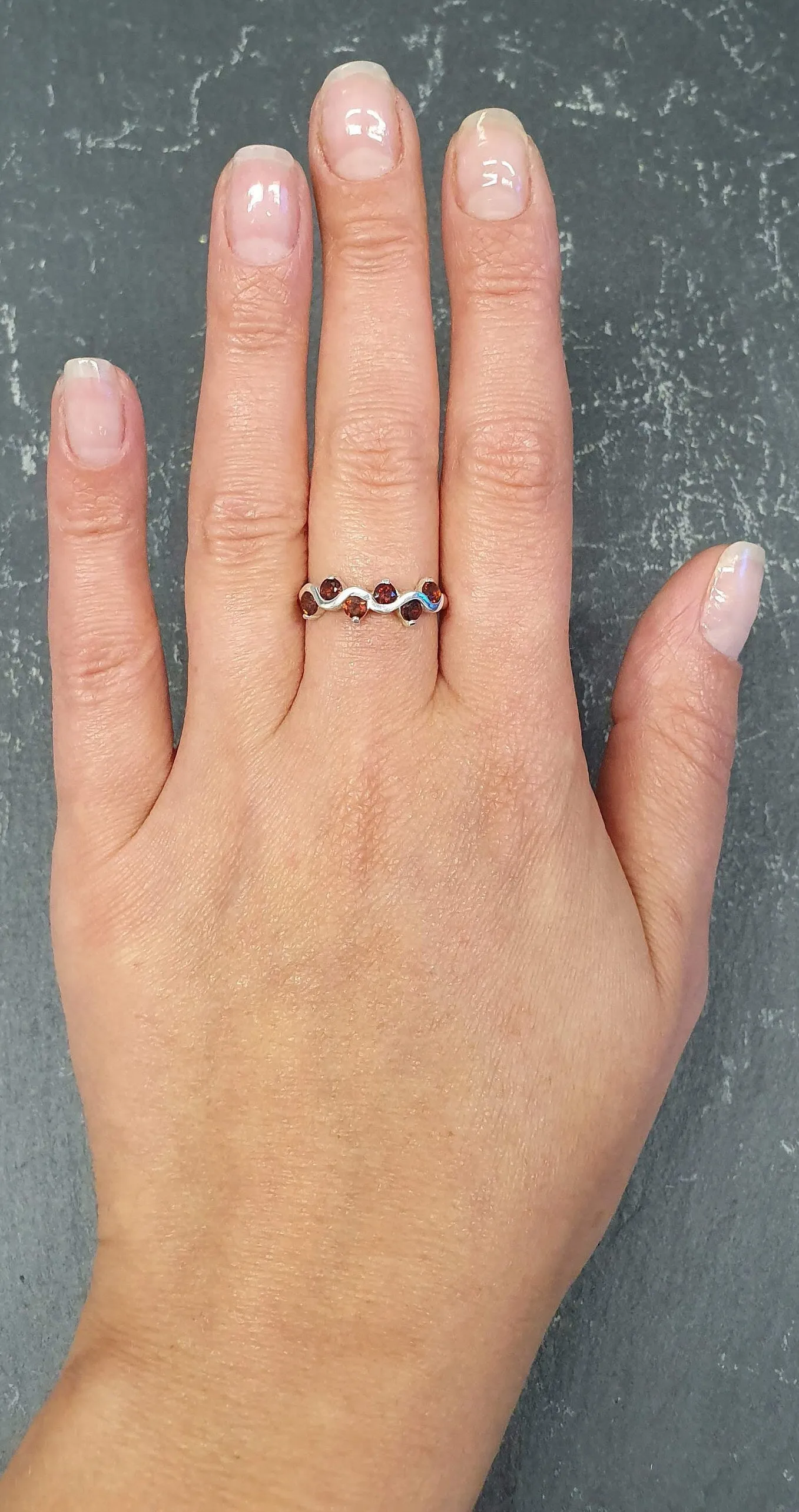 Red Garnet Band - Natural Garnet Ring, January Birthstone Ring