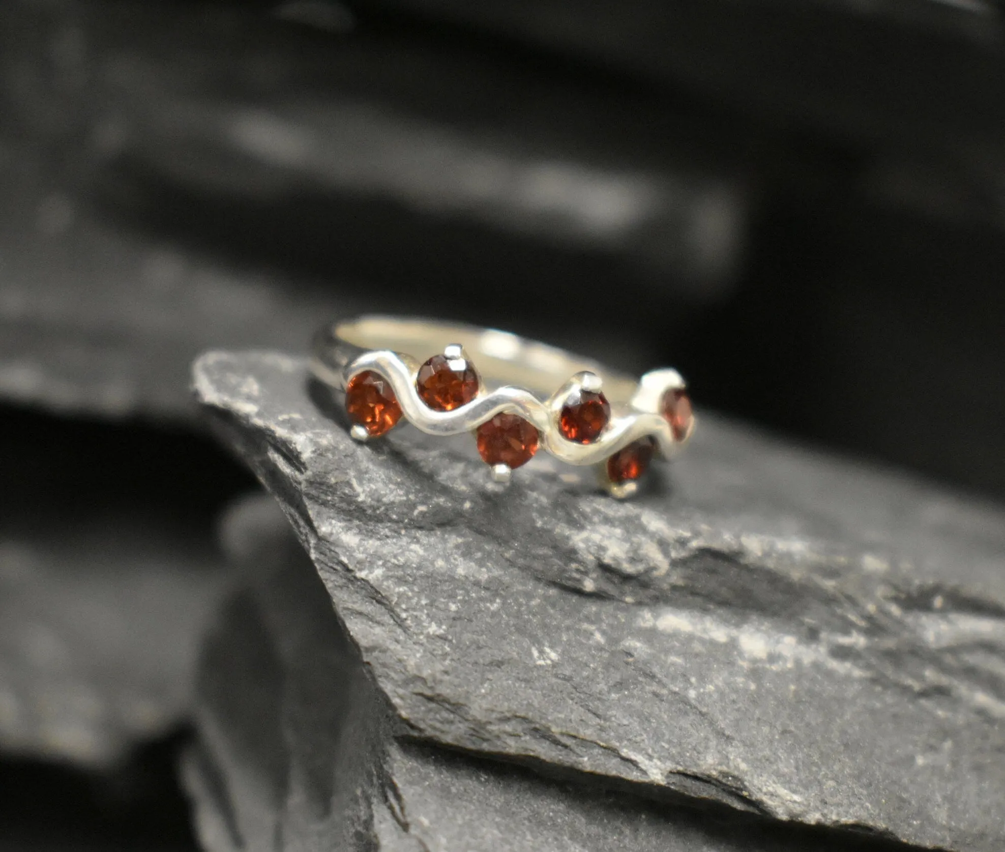 Red Garnet Band - Natural Garnet Ring, January Birthstone Ring