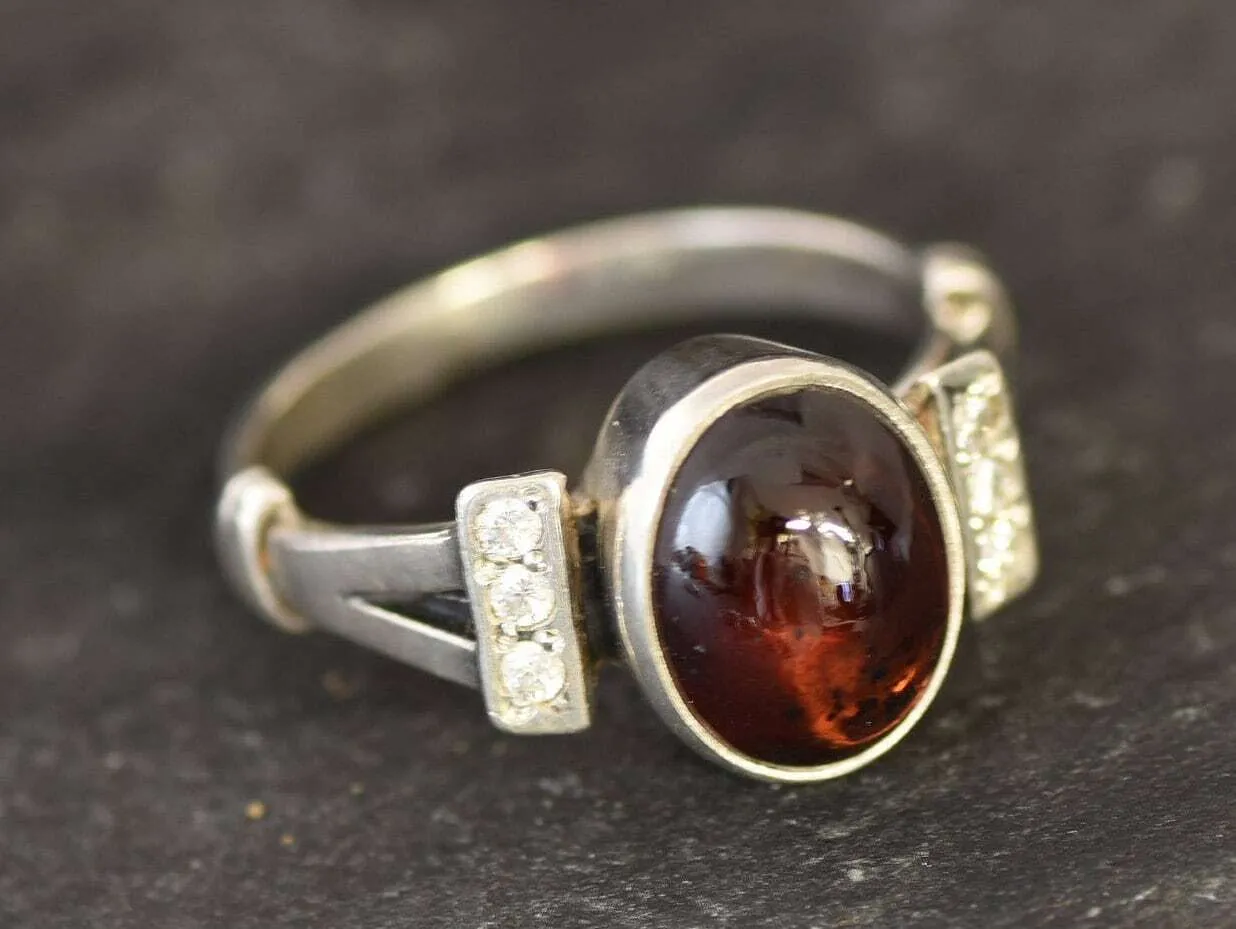 Red Garnet Ring - Natural Garnet Ring, January Birthstone Ring