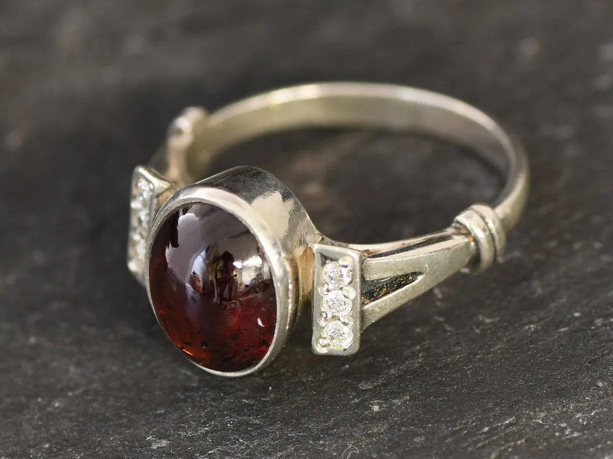 Red Garnet Ring - Natural Garnet Ring, January Birthstone Ring