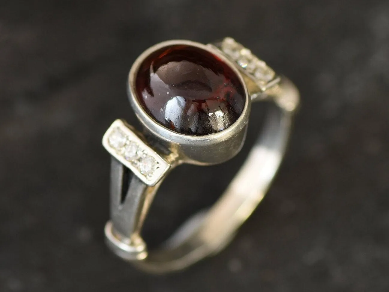 Red Garnet Ring - Natural Garnet Ring, January Birthstone Ring