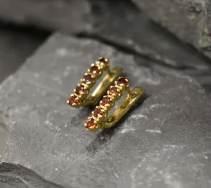 Red Gold Garnet Earrings - Natural Garnet Earrings, January Birthstone Earrings